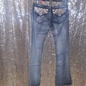 Premiere 'Mid Rise Boot' Jean - Pink Detail